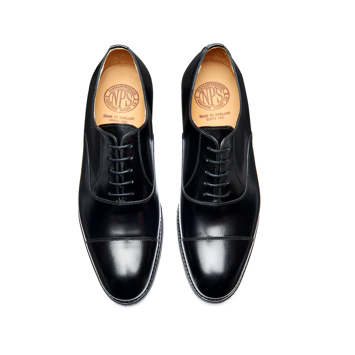 Black Hi-Shine 5 Eye Oxford Shoe - Image 3