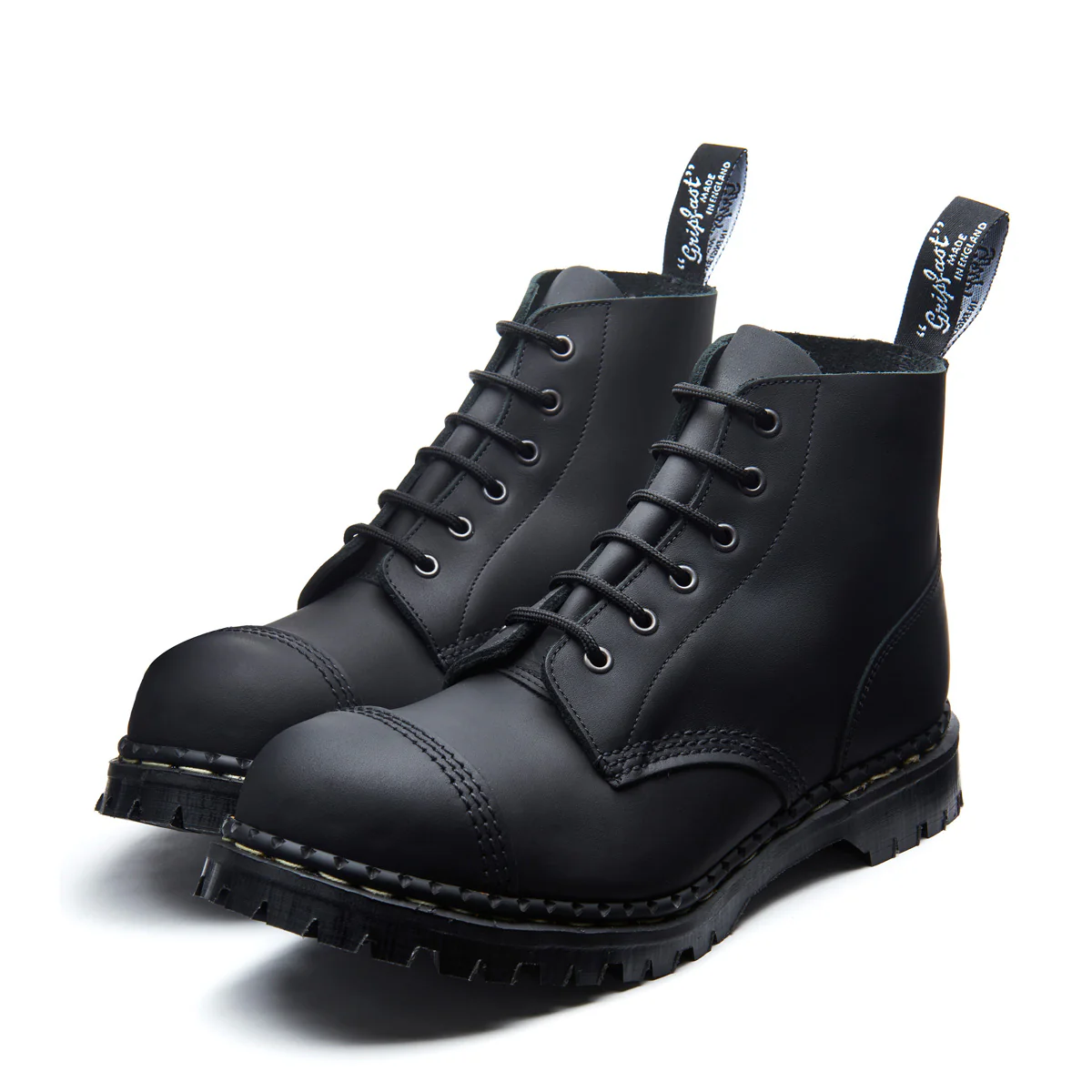 Black Greasy 6 Eye Steel Toe Capped Derby Boot - Image 3