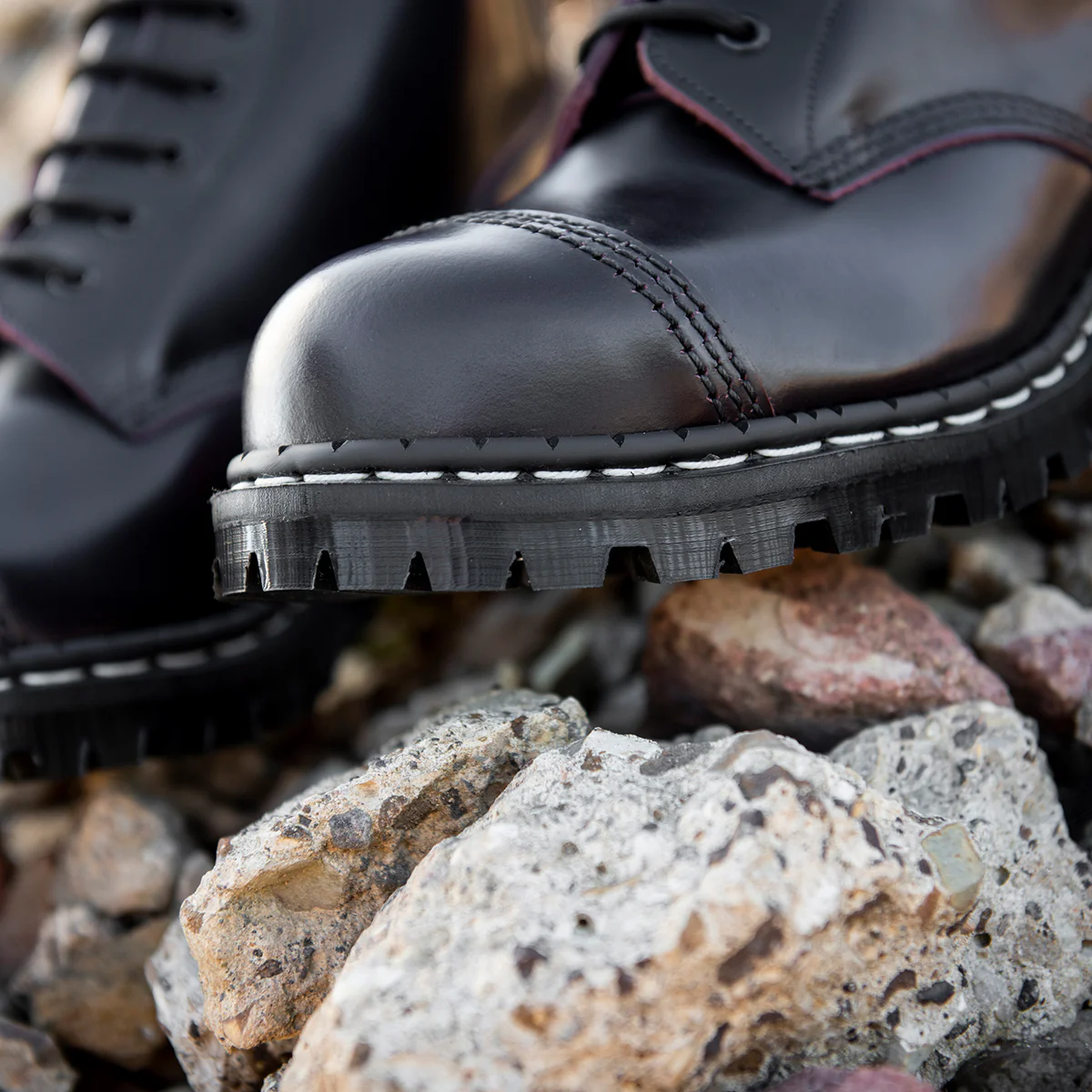 Burgundy Rub-Off 6 Eye Steel Toe Capped Derby Boot - Image 6