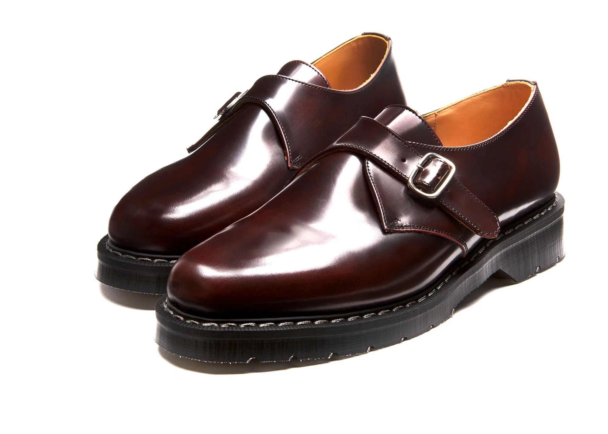 Burgundy Rub-Off Single Buckle Monk Shoe - Image 3