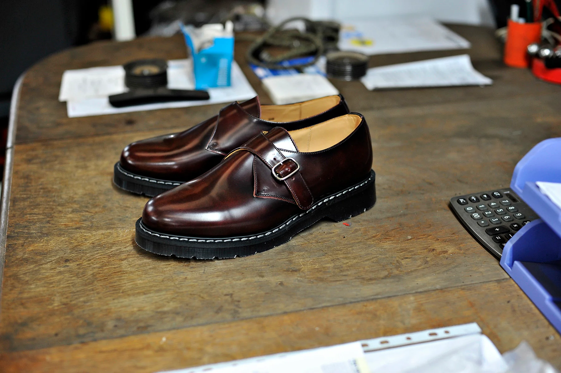 Burgundy Rub-Off Single Buckle Monk Shoe - Image 6