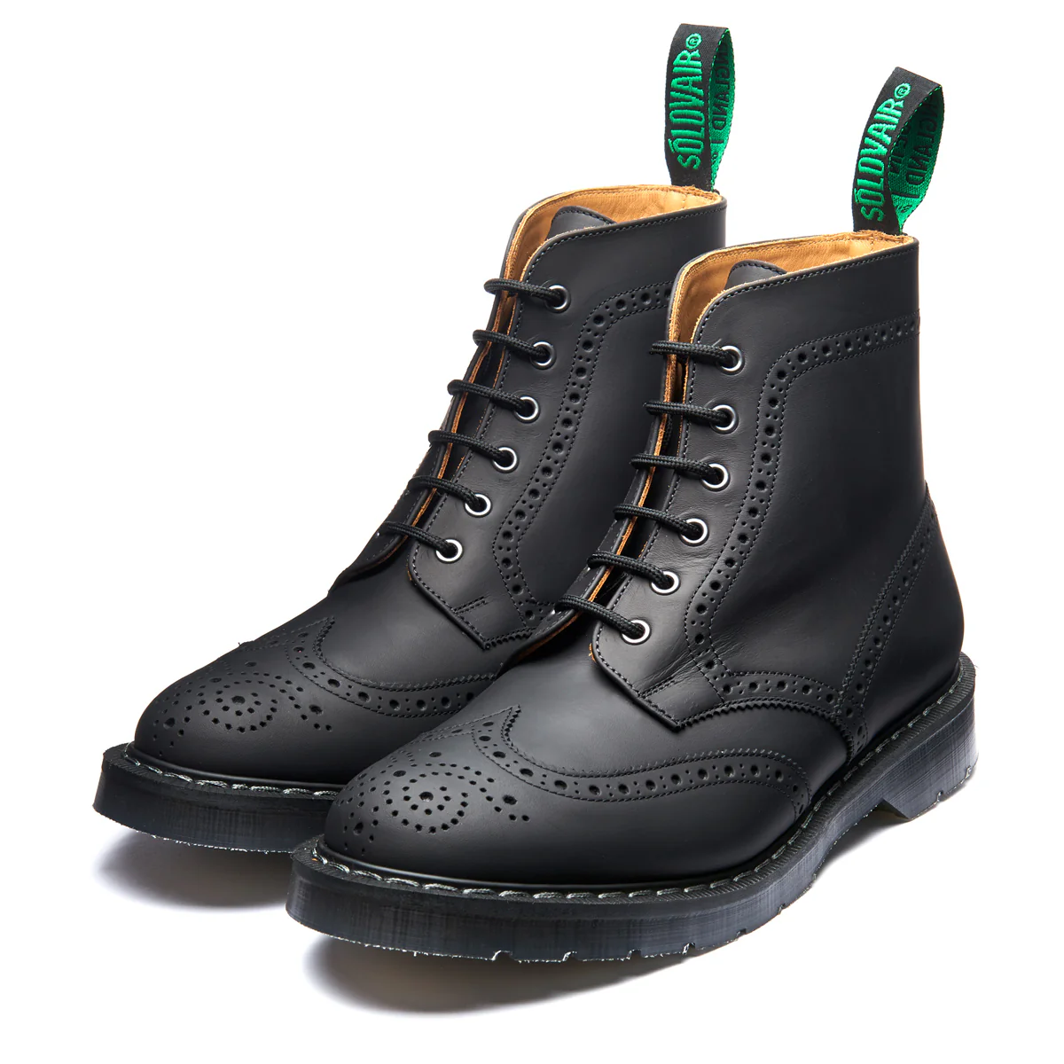 Black Greasy 6 Eye Brogue Boot - Image 3