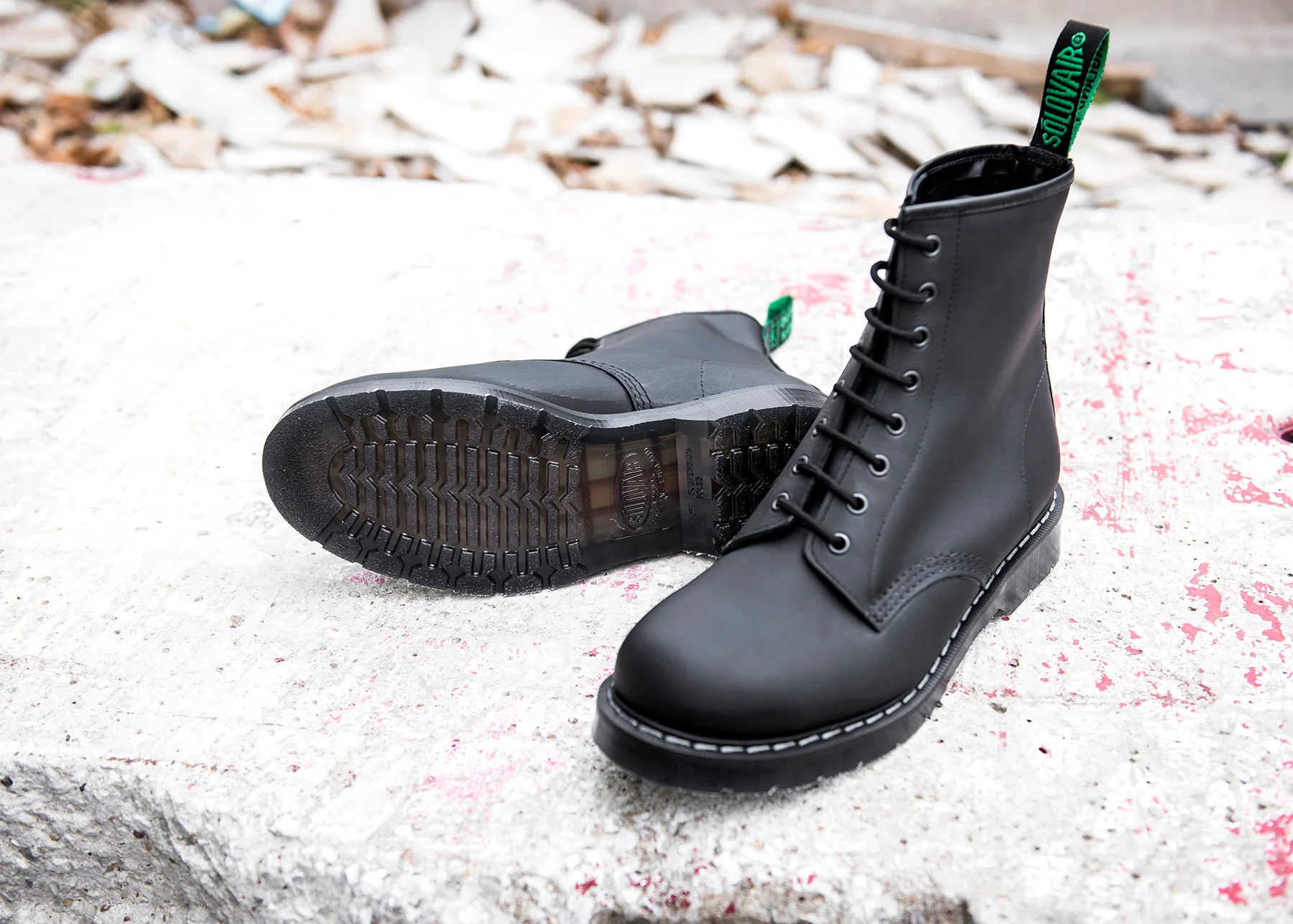 Black Greasy 8 Eye Derby Boot - Image 5