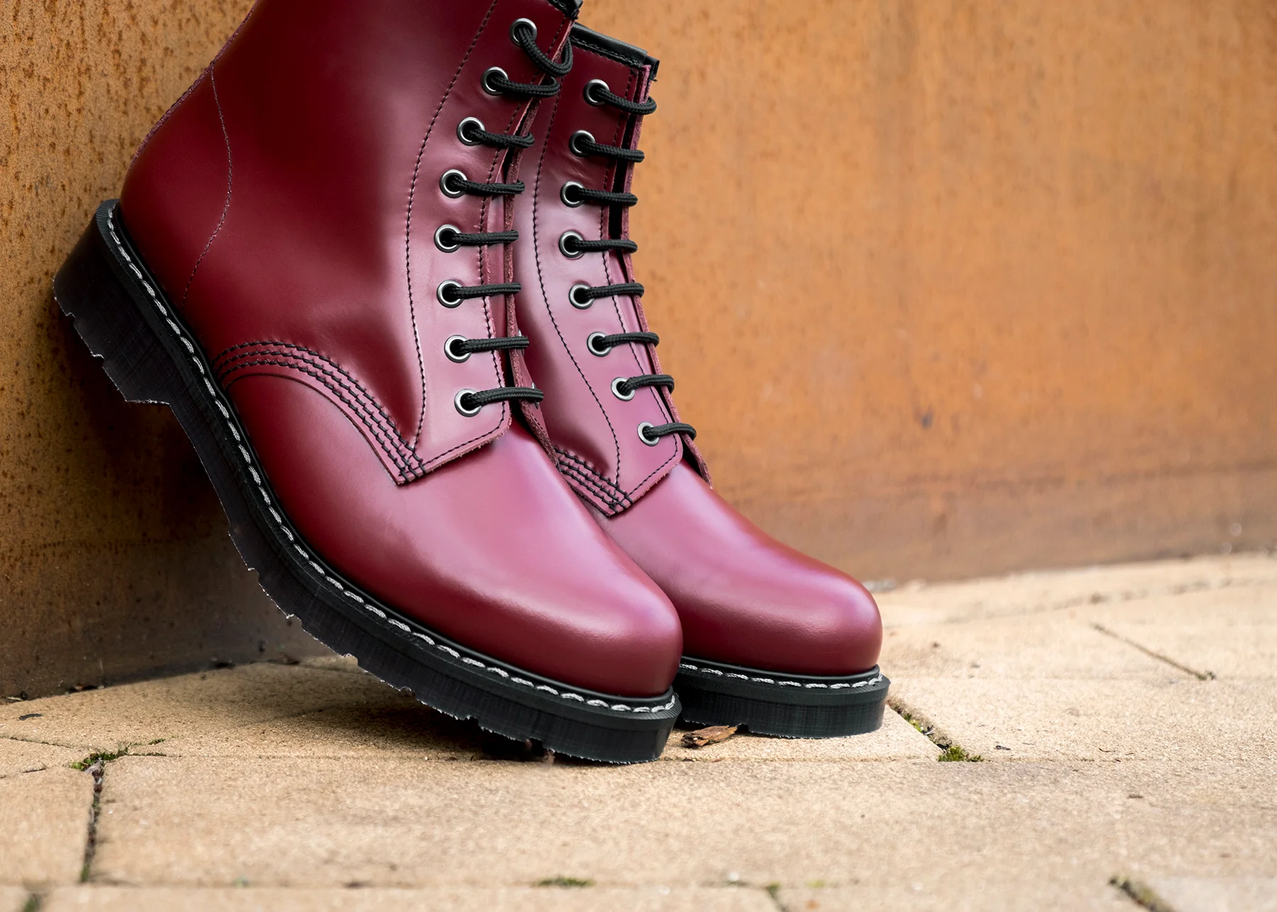 Cherry Red Hi-Shine 8 Eye Derby Boot - Image 4