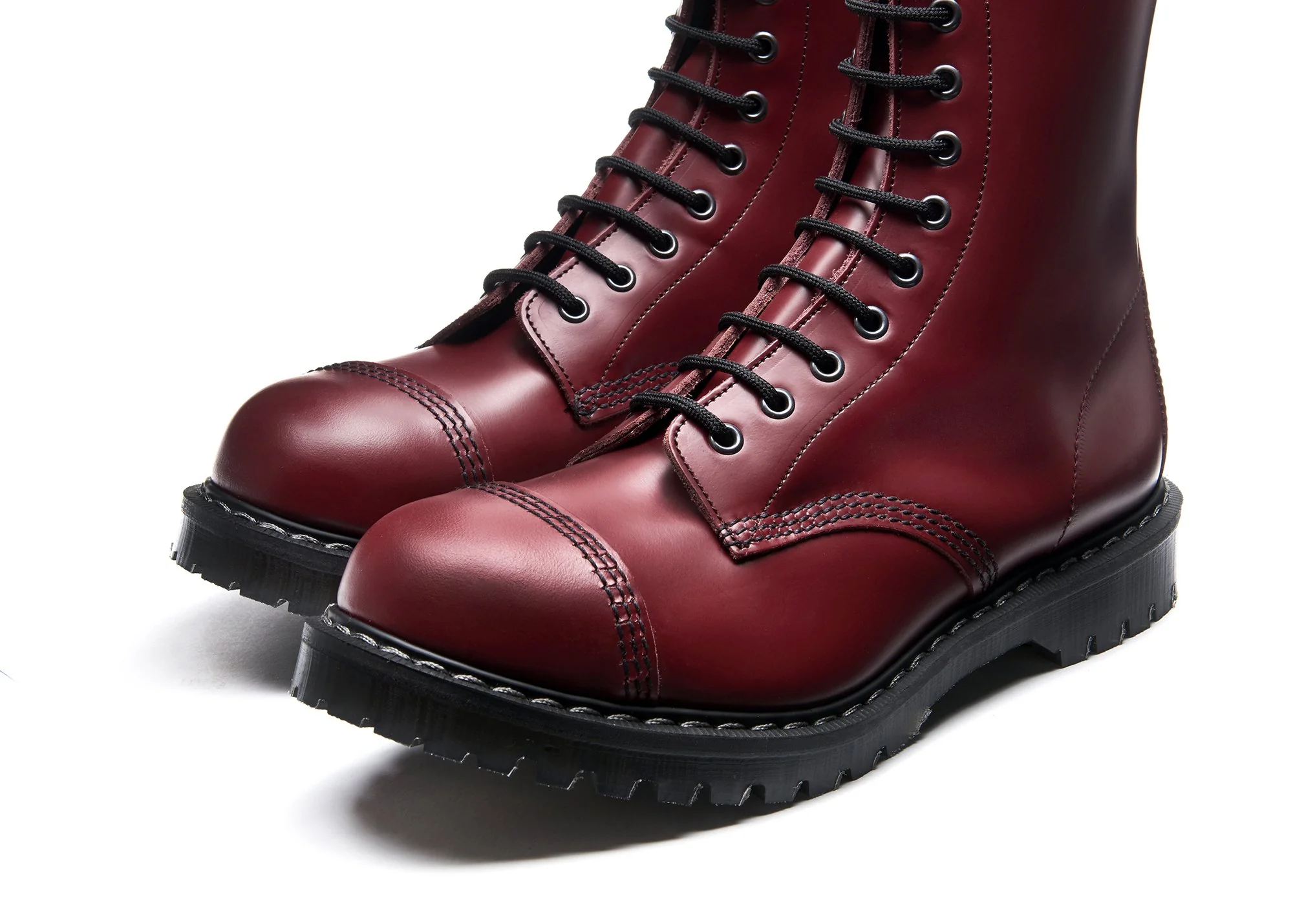 Cherry Red Hi-Shine 11 Eye Steel Toe Derby Boot - Image 3