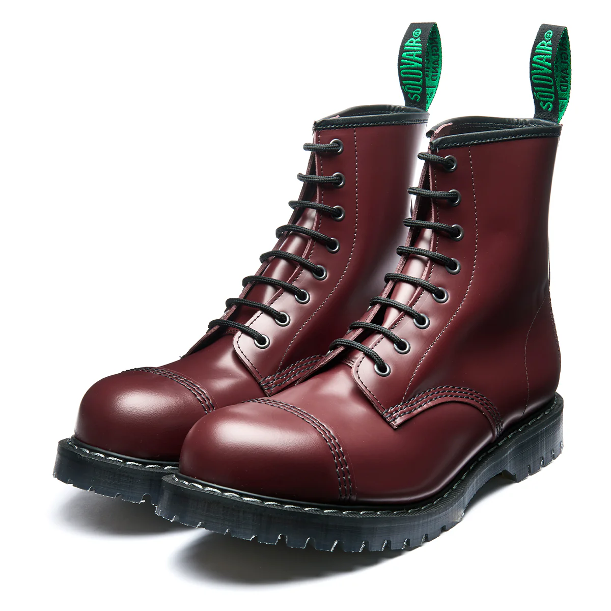 Cherry Red Hi-Shine 8 Eye Steel Toe Derby Boot - Image 3