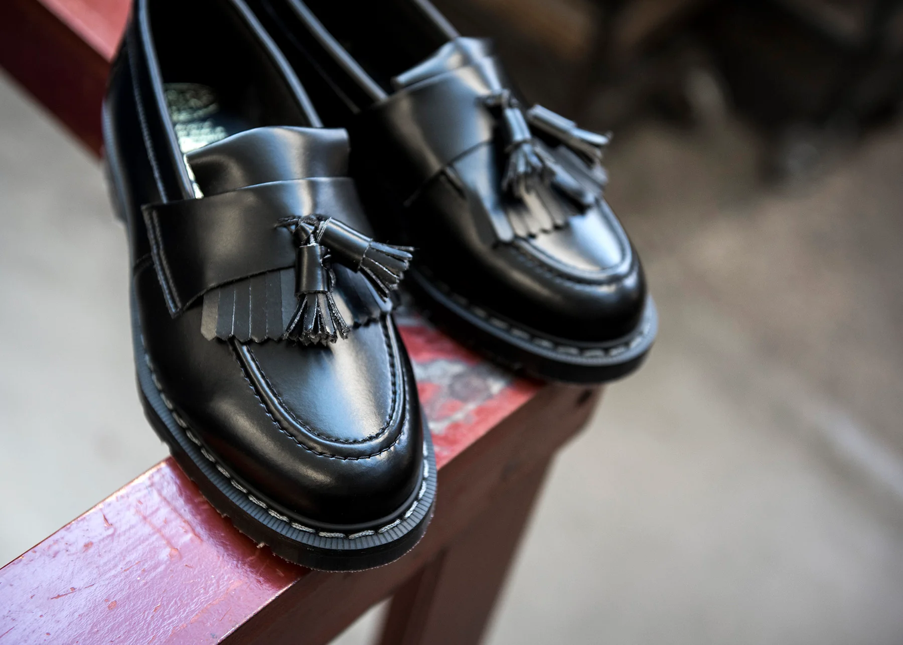 Black Vegan Hi-Shine Tassel Loafer - Image 6